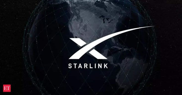 SpaceX Starlink satellite constellation orbiting Earth with visible signal beams