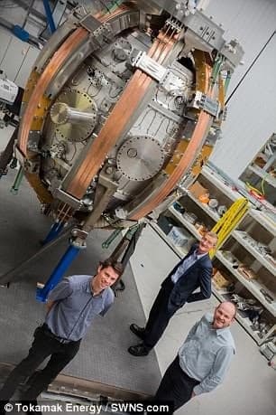 Glowing plasma inside a fusion reactor chamber