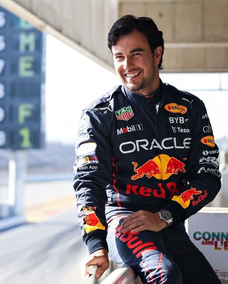 Race car on a circuit track at high speed