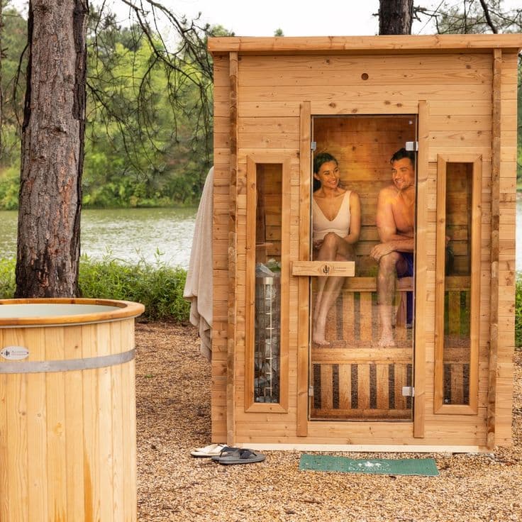 Modern sauna interior with warm wooden design